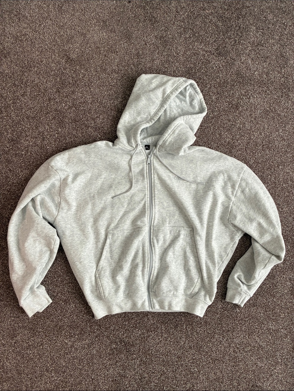 Oner Active Mid Weight Relaxed Zip Through Hoodie Light Grey Marl Large
